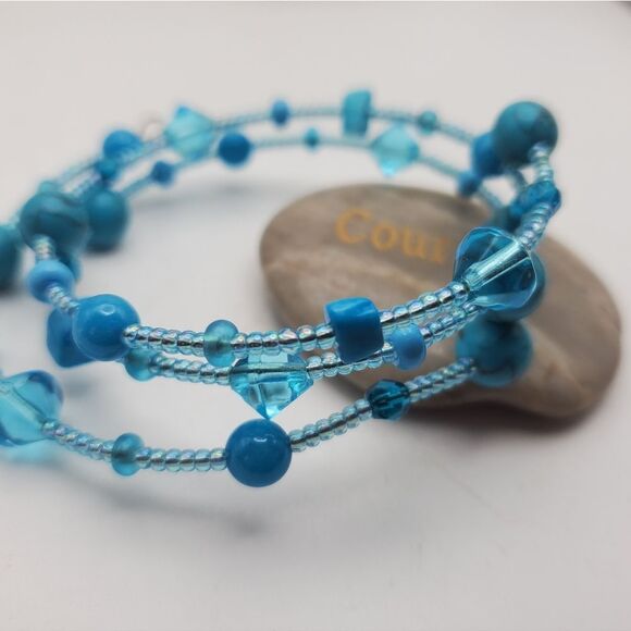 Cerulean sea blue beaded bracelet‎ - Picture 1 of 2